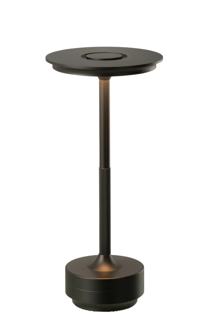 Zwarte Tafellamp Skanden met rond design, LED en aanraakbediening, compact en modern, H27,8 cm