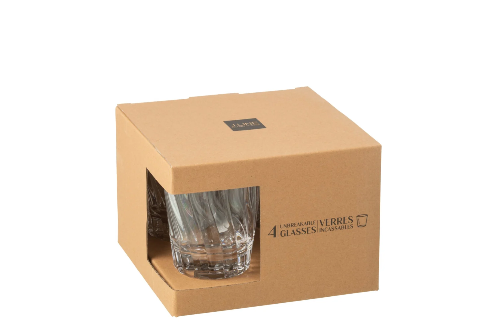 Drinkglas Vasos kunststof transparant set van 4 in doos, onbreekbaar en licht voor dagelijks gebruik