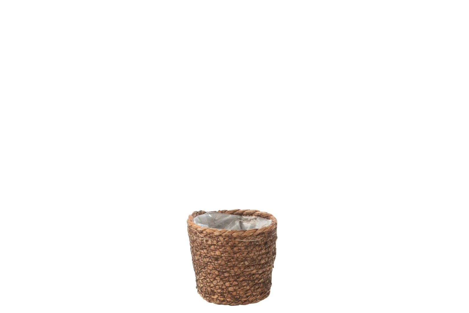 Bloempot Slaustira jute naturel H12 cm, compact geweven plantpot met plastic binnenvoering