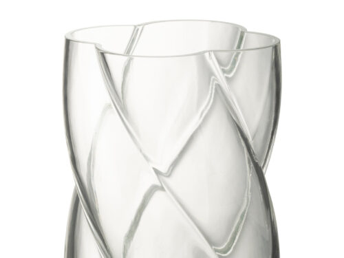 Kentano transparante glazen vaas H19 cm met elegant gedraaid design voor bloemen en takken