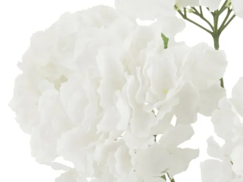 Kunstbloem Zausoro witte hydrangea van polyester met groene steel en volle bloembollen