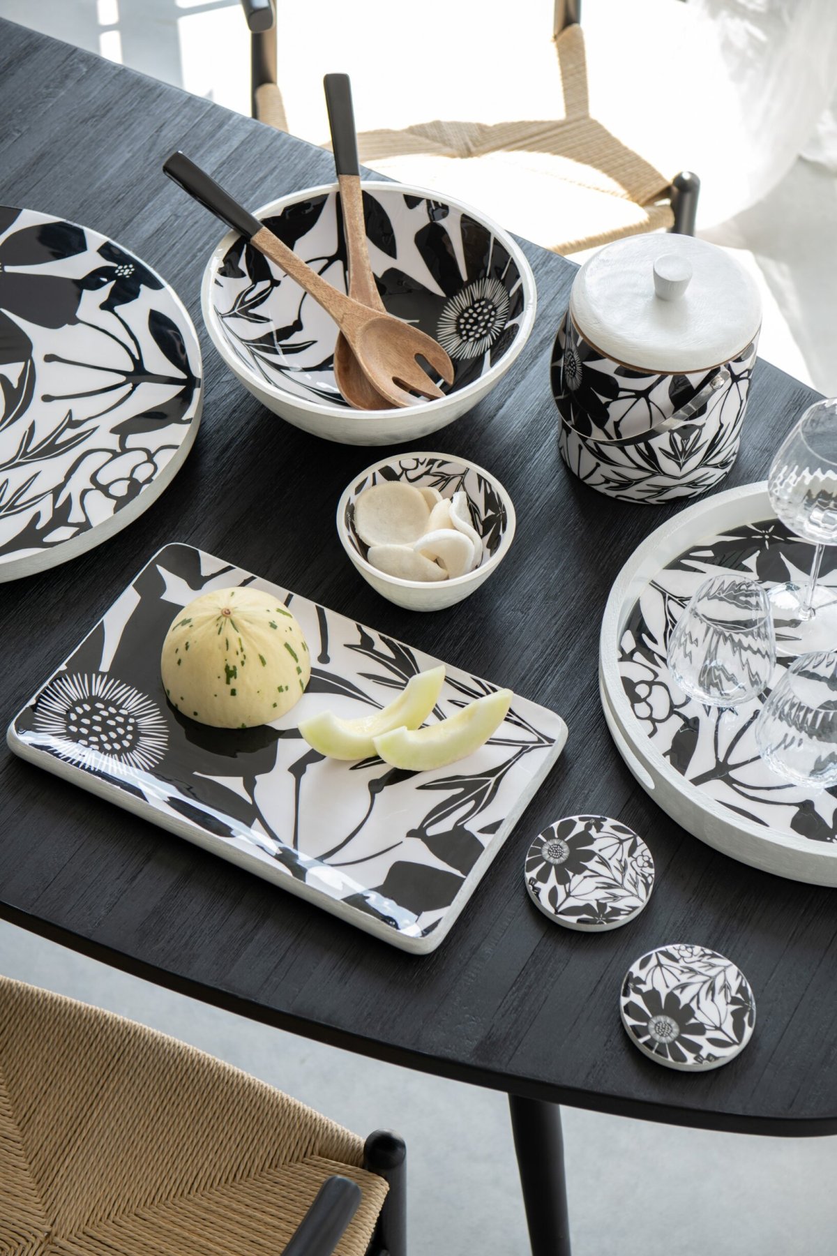 Woonaccessoire Fleeltol Mangohout Zwart - Set van 2