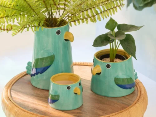 Kunstplant Sansello set van 3 groene kunstplanten in vogelpotten, compact en onderhoudsvrij