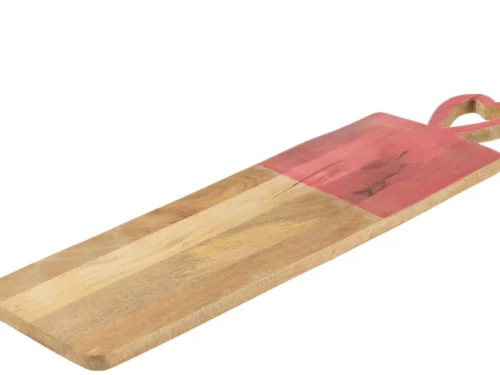 Serveerplank Ciedane van mangohout met roze accent en langwerpig design
