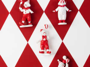Beeld Brany Steen Rood H19,5 cm - Set van 2