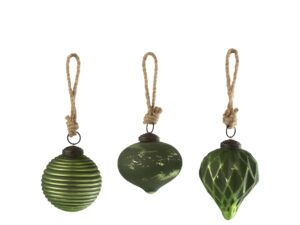 Kerstballen Kliendio Glas Groen - Set van 3