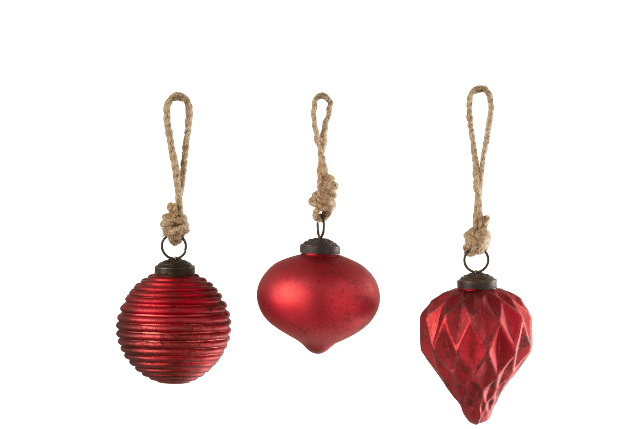 Kerstballen Pelvine Glas Rood - Set van 3