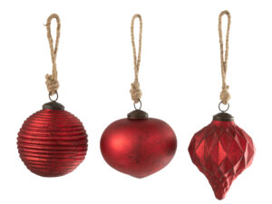 Kerstballen Slinsar Glas Rood - Set van 3