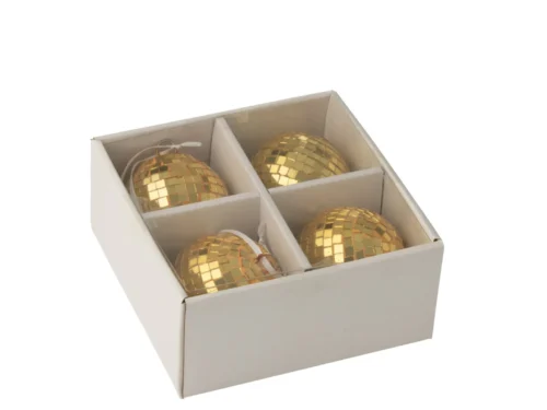 Spiegel Gema geel, set van 4 spiegelglazen kerstballen in cadeauverpakking, 7 x 7 cm