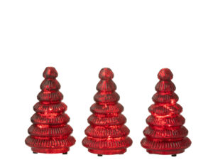 Kerstboom Kudena Glas Rood H10 cm - Set van 3