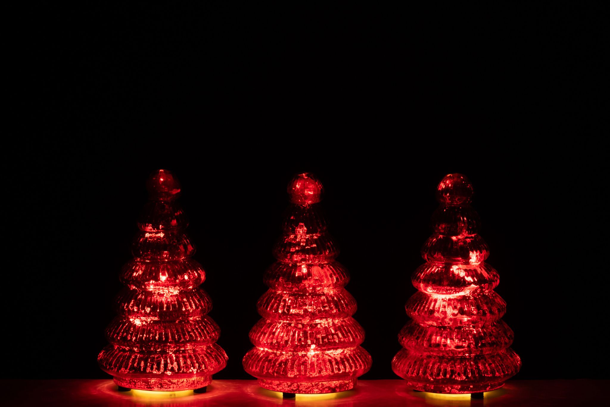 Kerstboom Kudena Glas Rood H10 cm - Set van 3 - Afbeelding 2