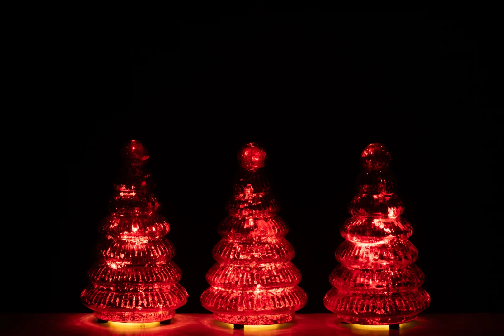 Kerstboom Kudena Glas Rood H10 cm - Set van 3 - Afbeelding 2