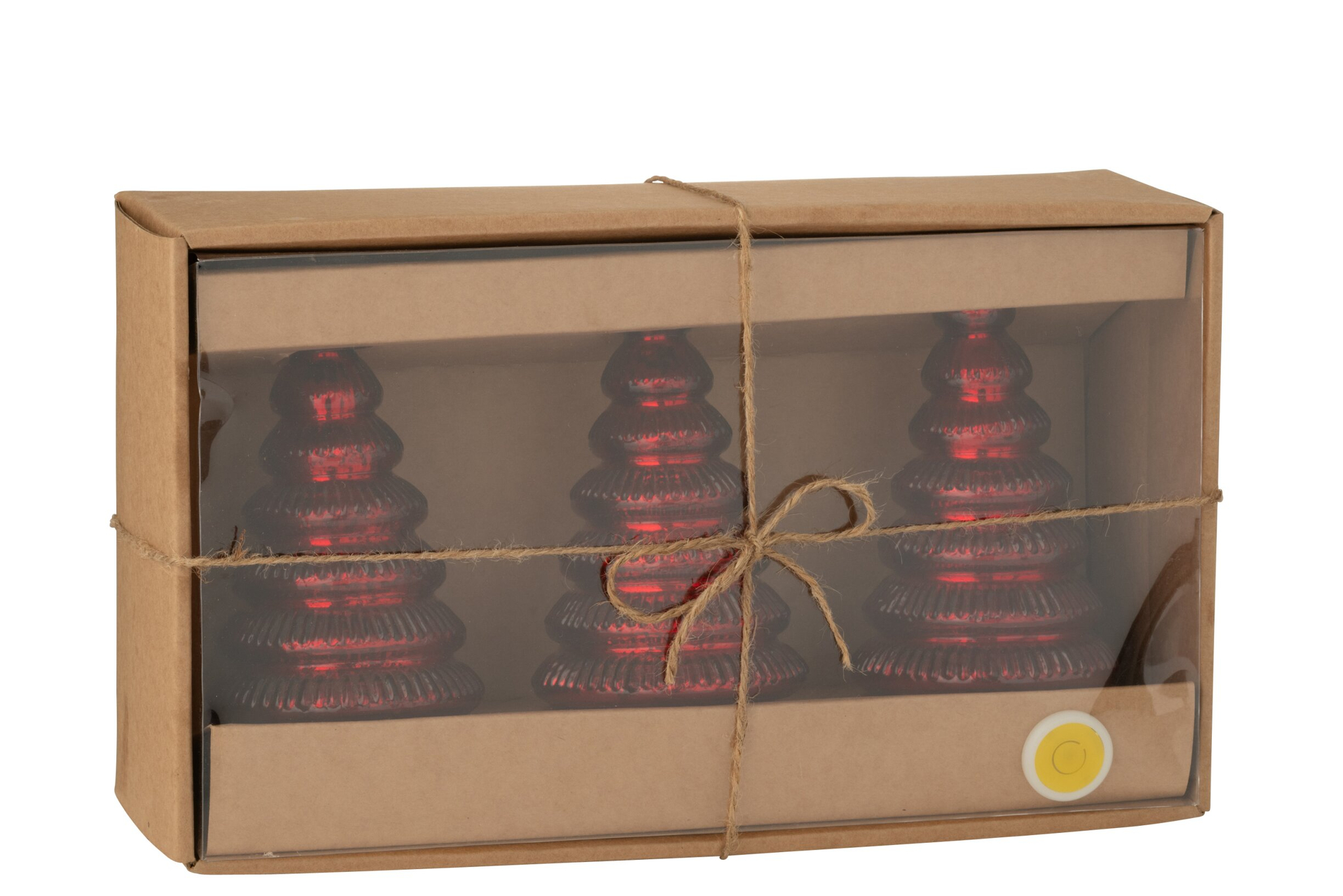 Kerstboom Kudena Glas Rood H10 cm - Set van 3 - Afbeelding 4