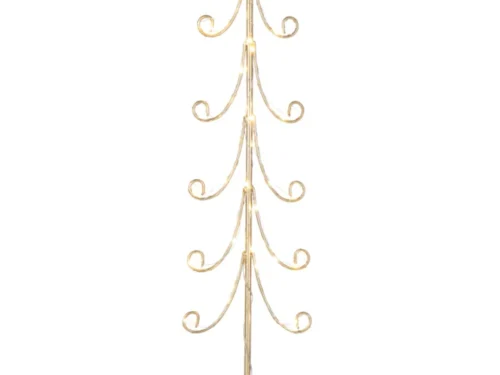Kunstboom Fulin van goudkleurig metaal, slank design met sierlijke krullen en stevige voet, 72 cm hoog