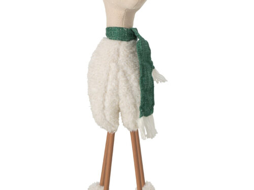 Decoratiefiguur Toonse rendier van polyester, meerkleurig, met sjaal, wintermuts en gouden poten, H87 cm