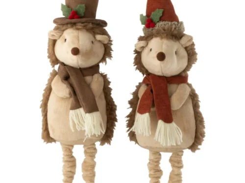 Decoratiefiguur Burnor set van 2 meerkleurige telescopische egels van polyester met feestelijke details