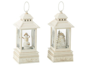 Windlicht Klisor Kunststof Wit H24,5 cm - Set van 2