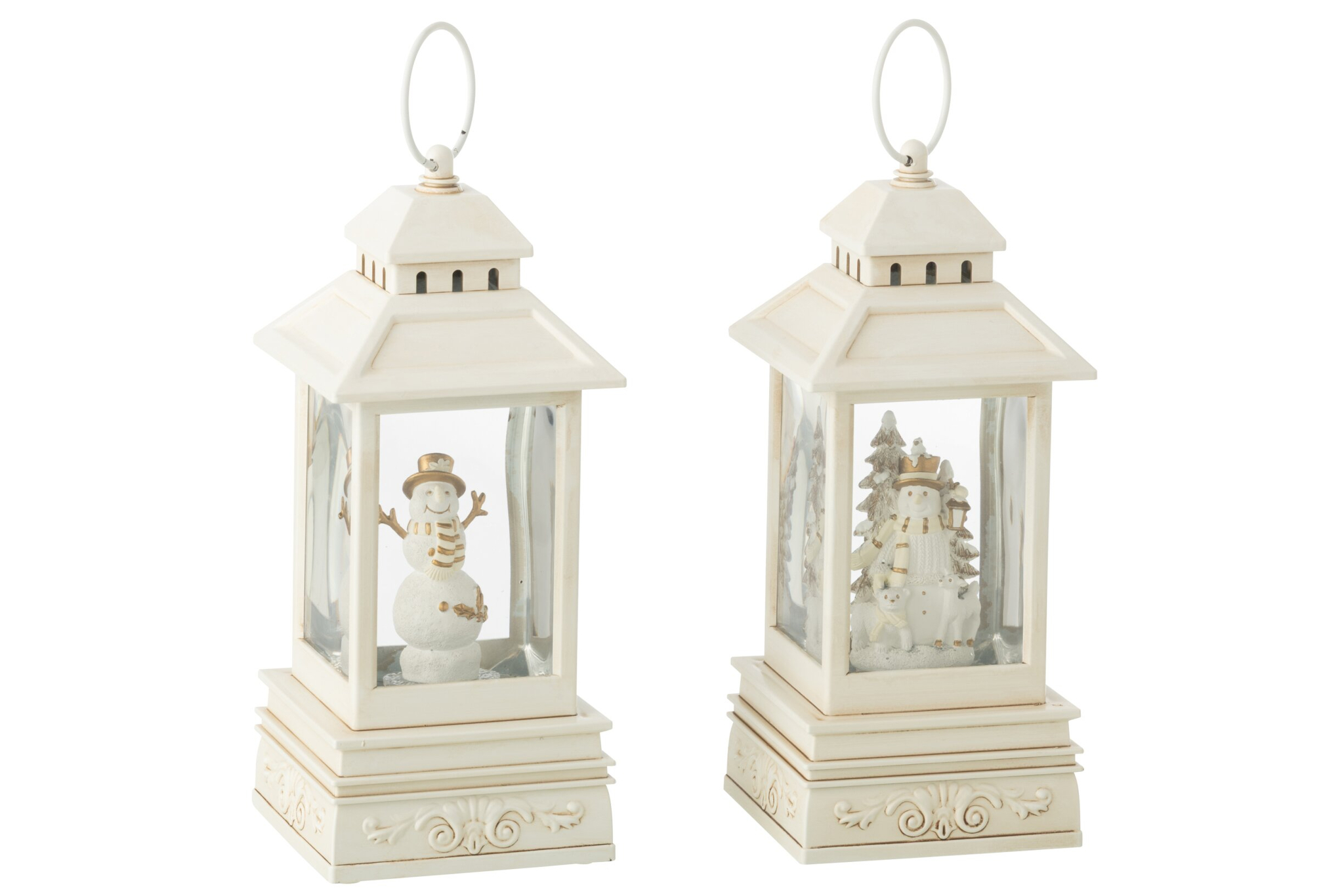 Windlicht Klisor Kunststof Wit H24,5 cm - Set van 2