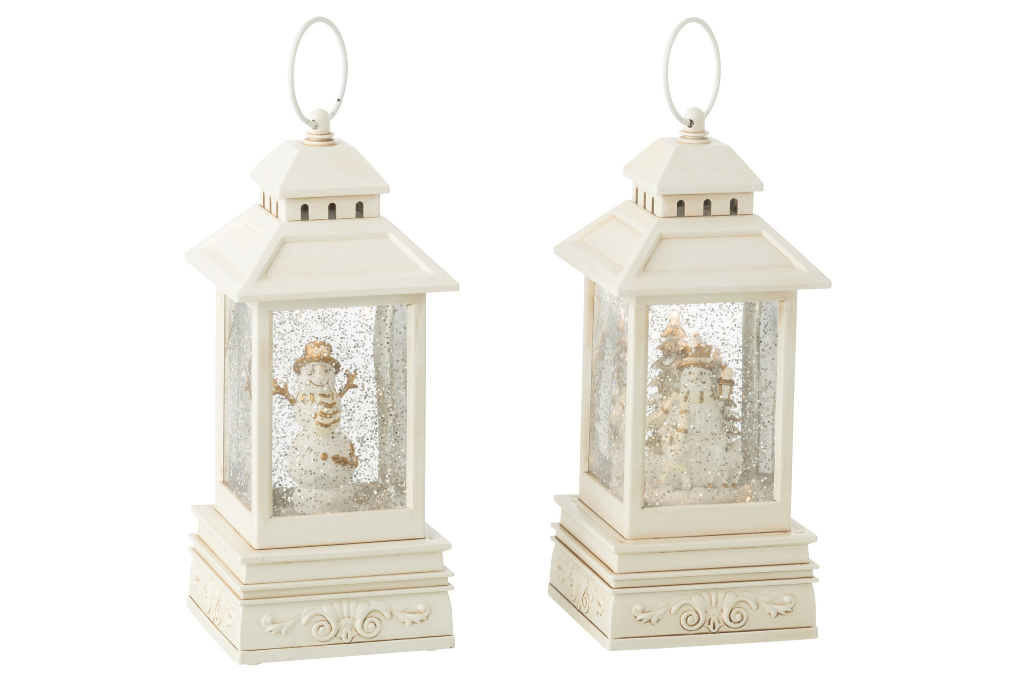 Windlicht Klisor Kunststof Wit H24,5 cm - Set van 2 - Afbeelding 2