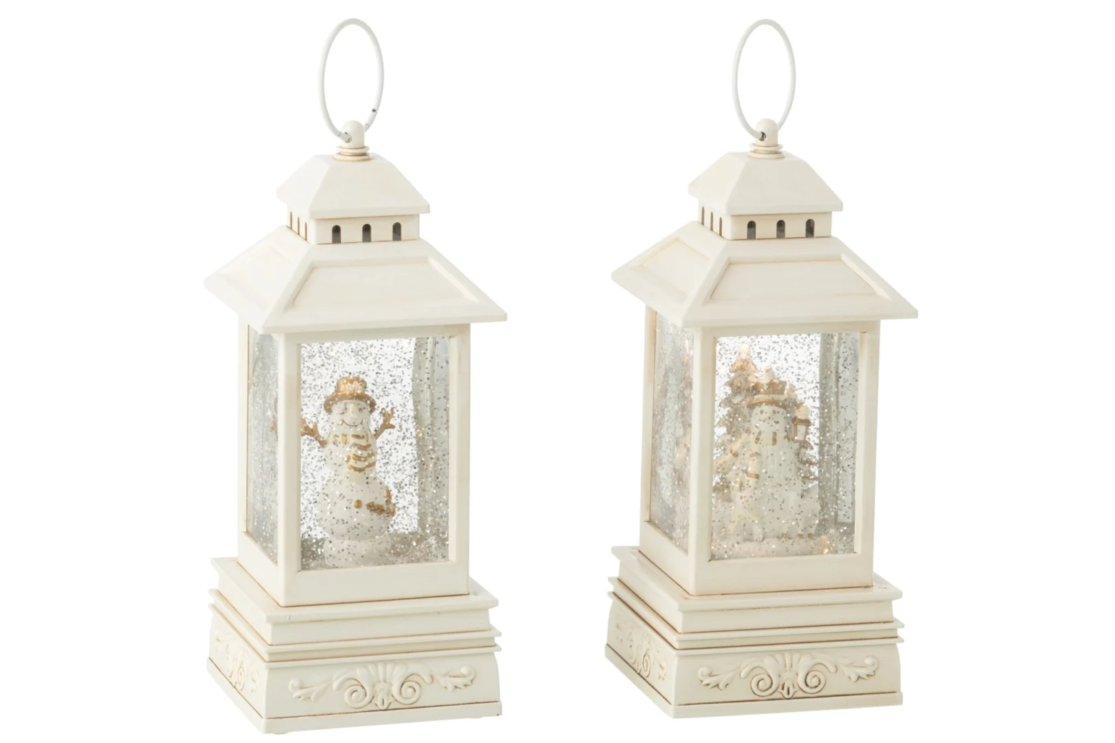 Windlicht Klisor Kunststof Wit H24,5 cm - Set van 2 - Afbeelding 2