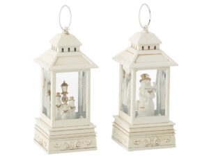 Windlicht Greinsas Kunststof Wit H24,5 cm - Set van 2