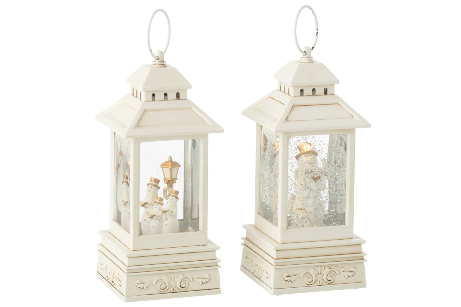 Windlicht Greinsas Kunststof Wit H24,5 cm - Set van 2 - Afbeelding 2