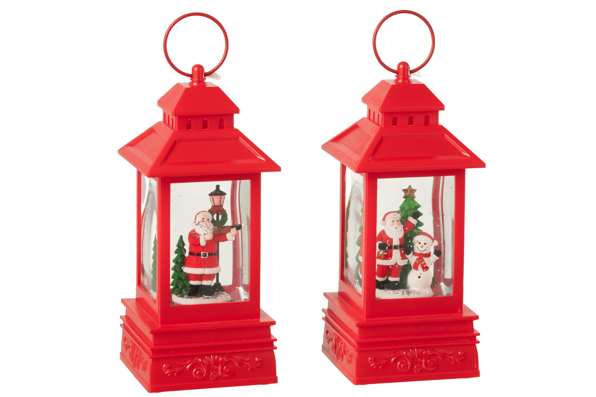 Windlicht Trautang Kunststof Rood H24,5 cm - Set van 2