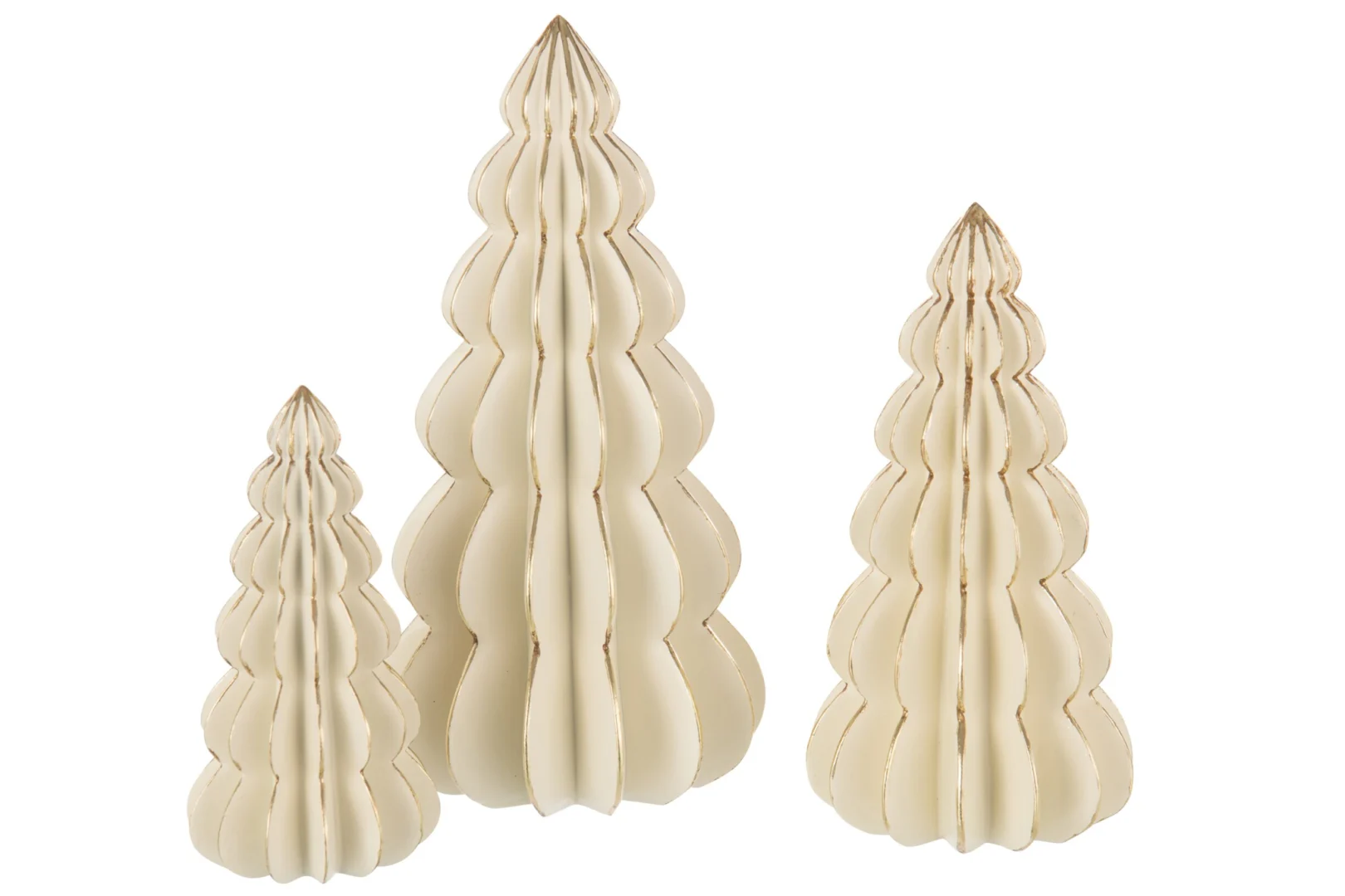 Kunstboom Zalvio wit met gouden accenten en origami-design, decoratief in 3 maten, H35 cm