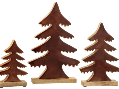 Kunstboom Grotir van mangohout in naturel/bruin, decoratieve boomvorm op houten voet in drie maten