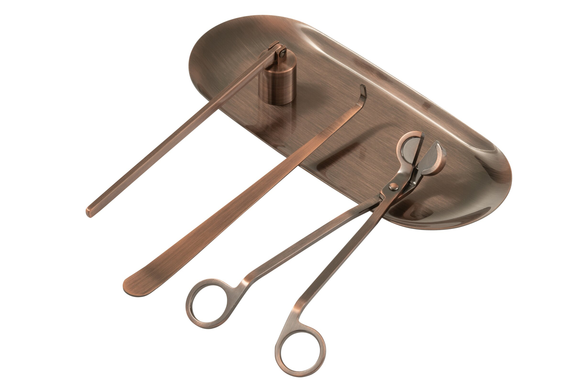 Zurdar koperkleurige kaarsendover-set van ijzer met compacte, elegante woonaccessoires uitstraling