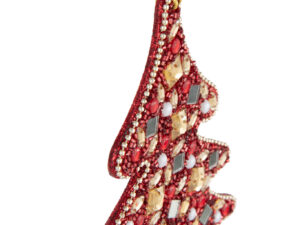 Kerstboom Flurrane Kralen Rood H11 cm - Set van 2