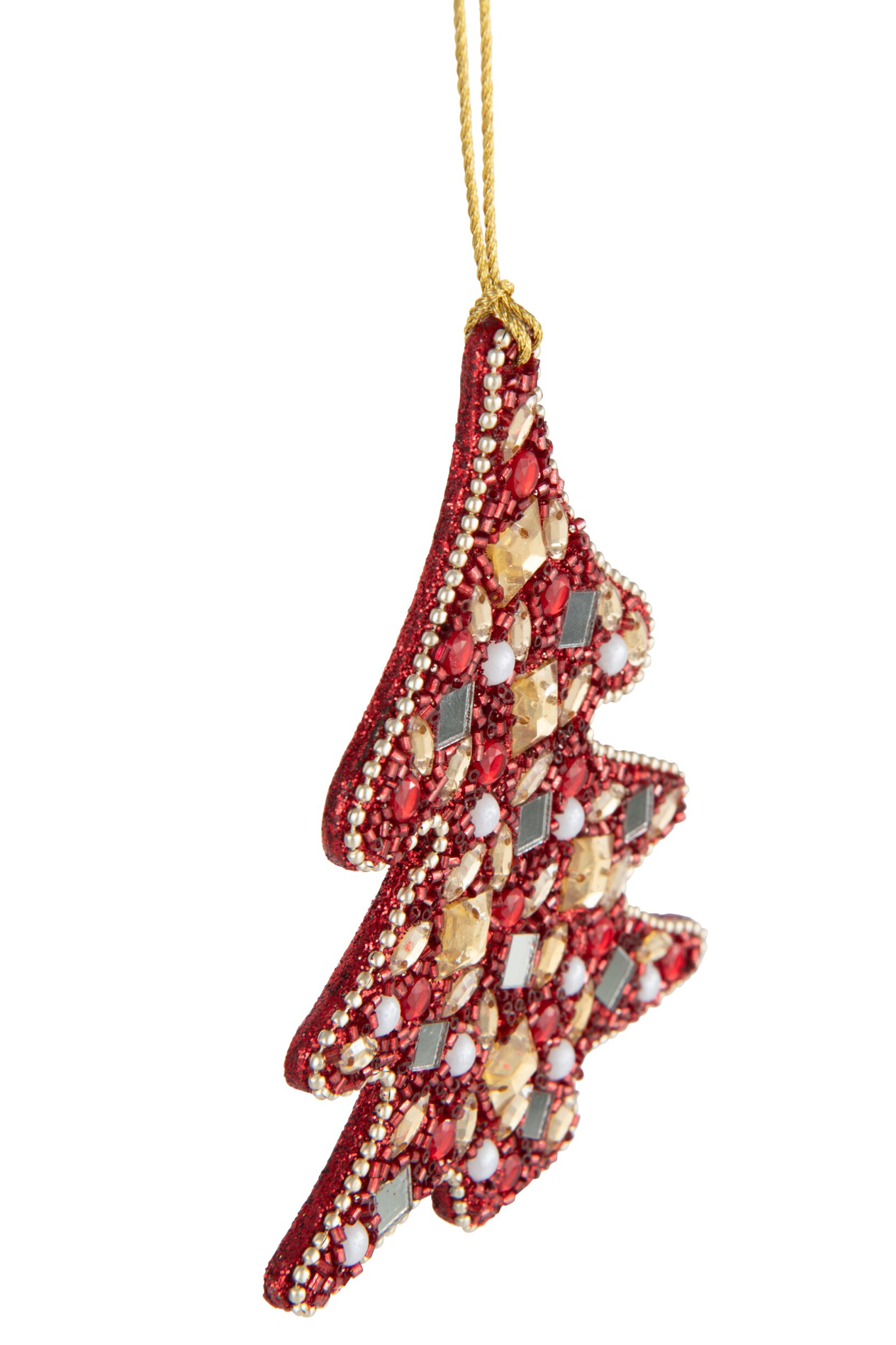 Kerstboom Flurrane Kralen Rood H11 cm - Set van 2