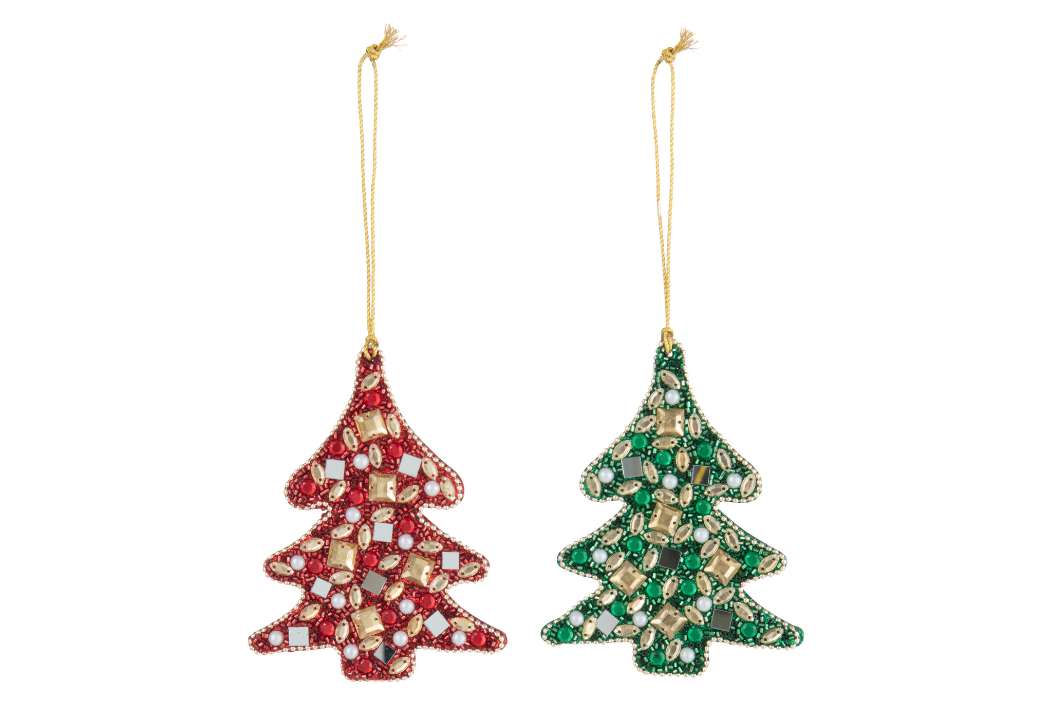 Kerstboom Flurrane Kralen Rood H11 cm - Set van 2 - Afbeelding 2