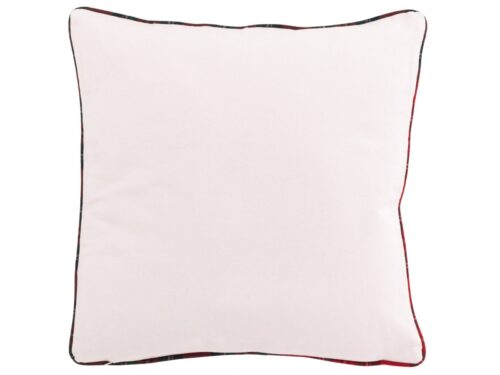 Kussen Geestal Wit 45x45 cm, katoenen sierkussen met subtiele rood-zwarte bies en volle vorm