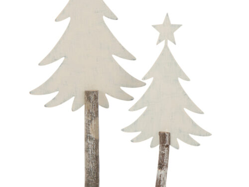 Kerstboom Liebas metaal rood H60 cm, decoratieve kerstboom op houten stam en voet