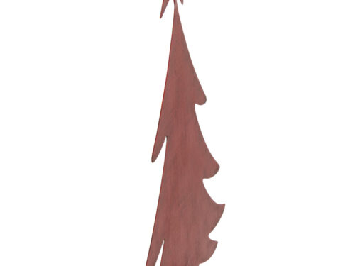 Rode Brevone kerstboom van metaal en hout met sterdetail, slank en compact voor dressoir of vensterbank