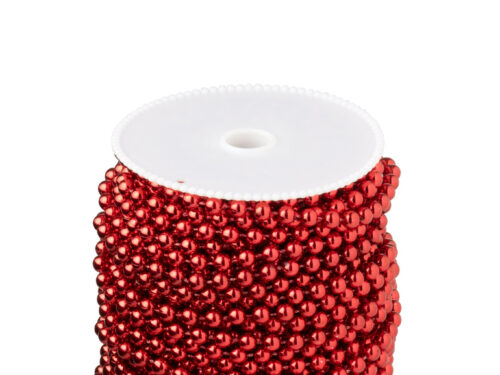Guirlande Rokis PS Rood op rol met glanzende rode kralen, sfeervolle kerst- en winterdecoratie