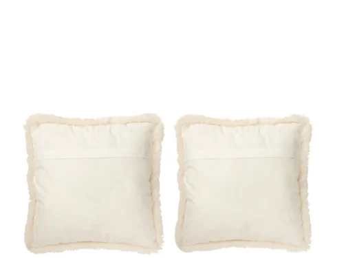 Kussen Keissund beige set van 2 met zachte, fluffy rand en vierkante vorm, 40 x 40 cm
