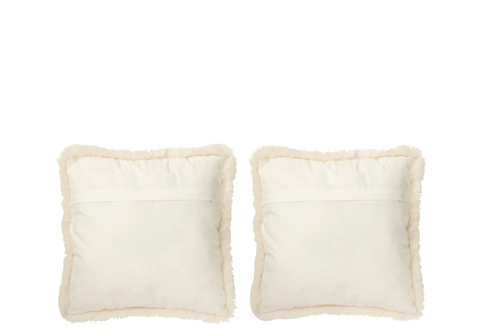 Kussen Keissund beige set van 2 met zachte, fluffy rand en vierkante vorm, 40 x 40 cm