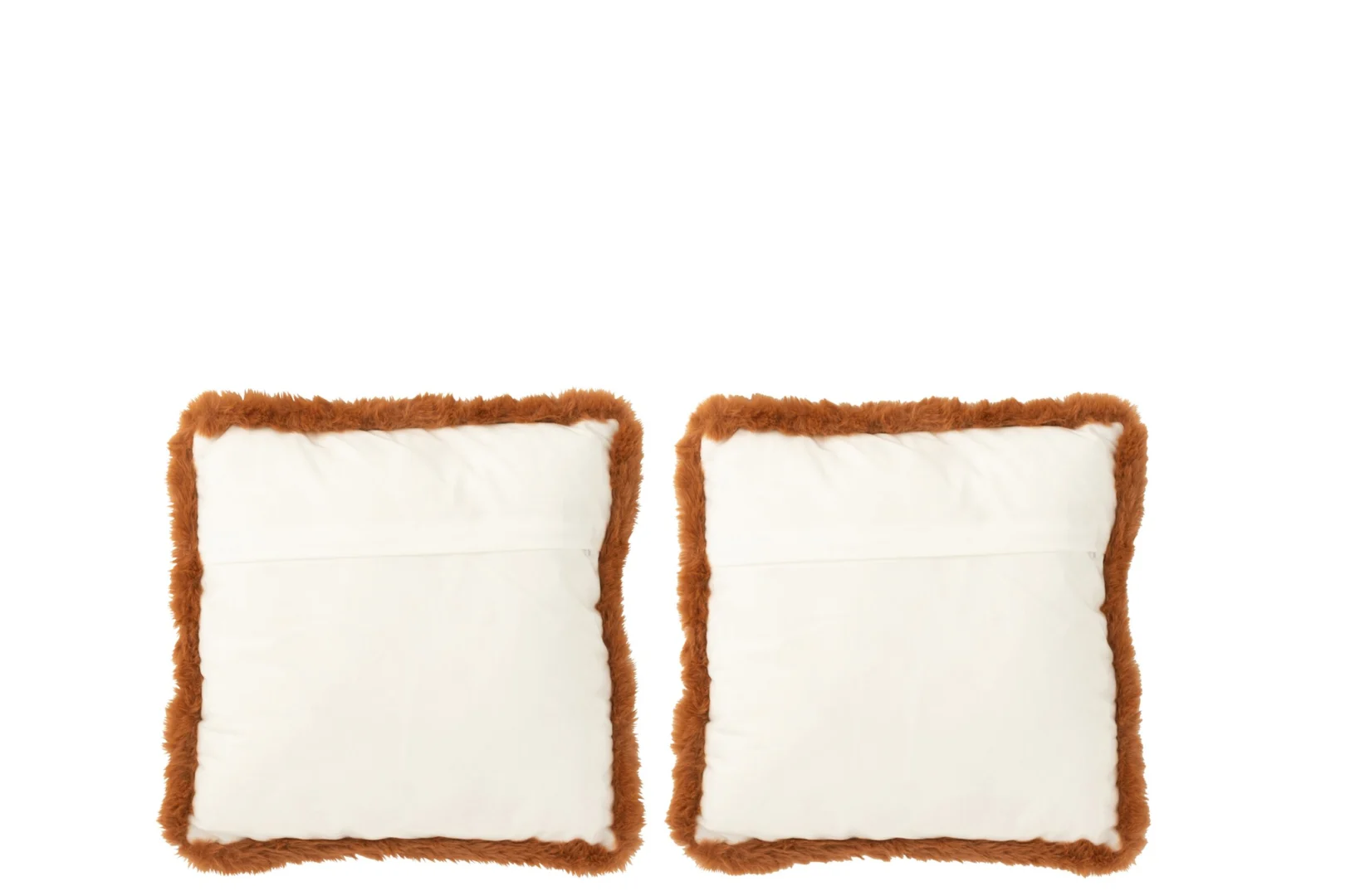 Kussen Zidun bruin set van 2, 40x40 cm, sierkussens met zachte fluffy rand en effen middenvlak