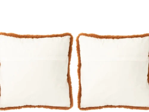 Kussen Jauldira bruin set van 2, 60 x 60 cm, met zachte fluffy rand en vol formaat