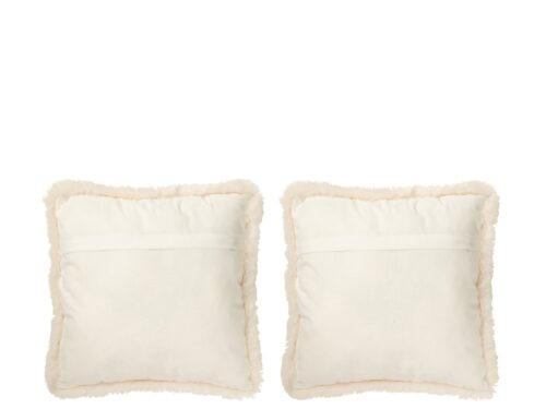 Kussen Tindan Bruin set van 2, 40x40 cm, met zachte, fluffy rand en rustige, luxe uitstraling