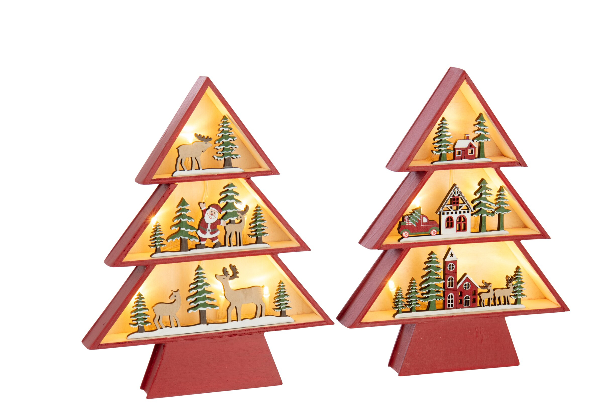 Kerstboom Skaumaro Multiplex Rood H23,5 cm - Set van 2