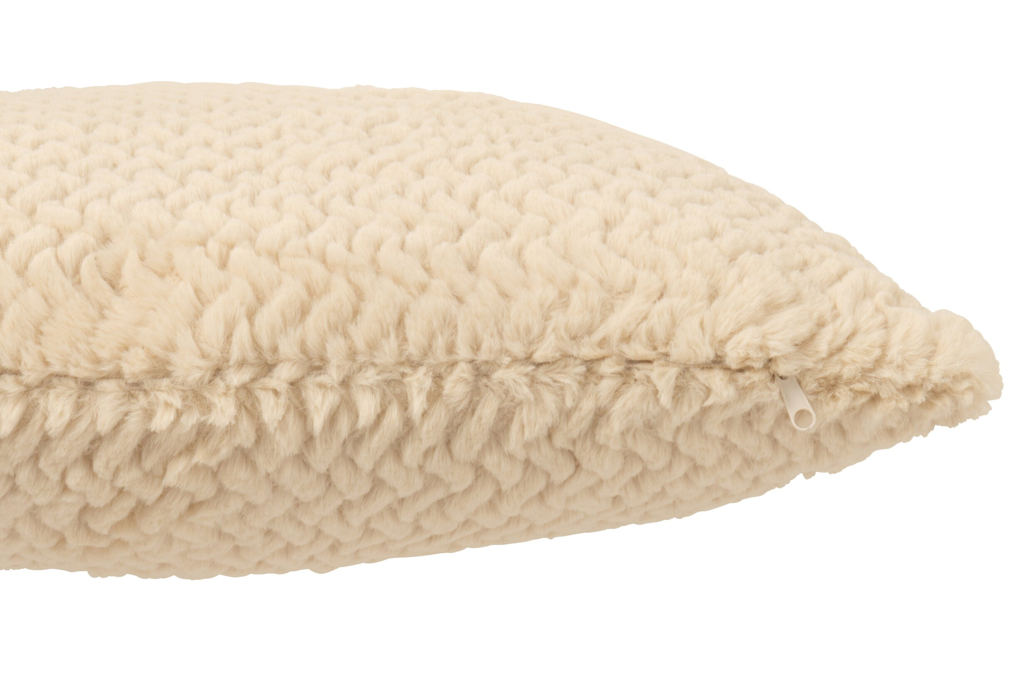 Kussen Pella beige 45 x 45 cm met zachte, fluffy teddy structuur en ritssluiting