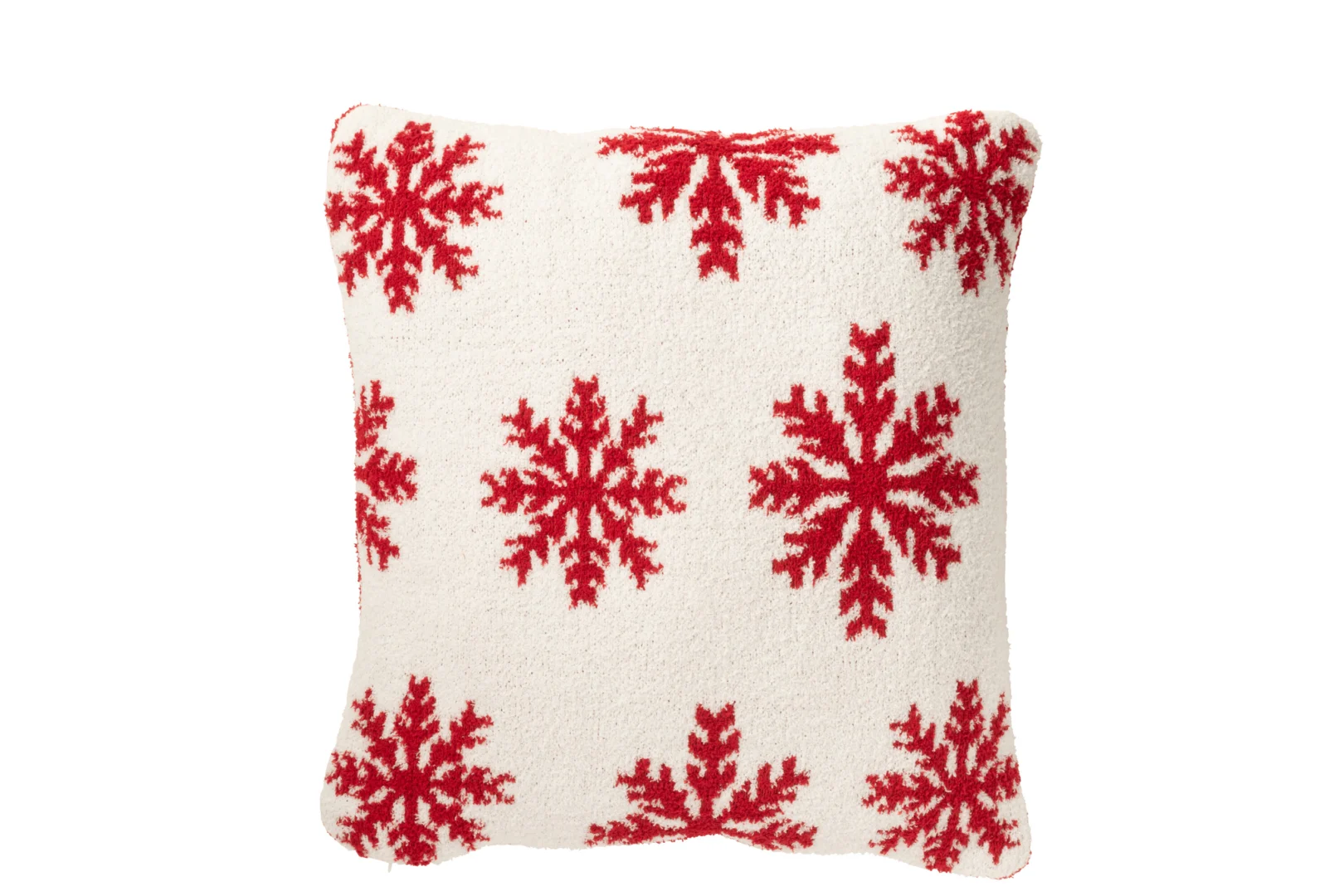 Kussen Daaltea Rood 45 x 45 cm met wit basis en rode sneeuwvlokprint, zacht sierkussen voor gezellig interieur