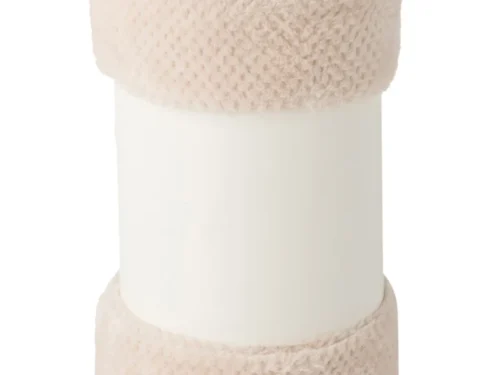 Grendang roze snuggle-deken van zacht polyester, opgerold met fluffy pluche en lichte uitstraling