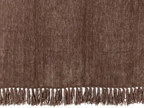 Deken Skuror Bruin, zachte chenille plaid met franjes voor extra warmte en sfeer in huis