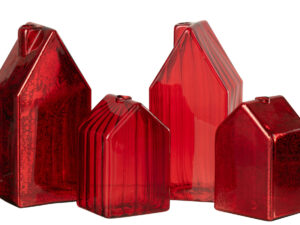 Kerstdorp Jeirren Glas Rood - Set van 2