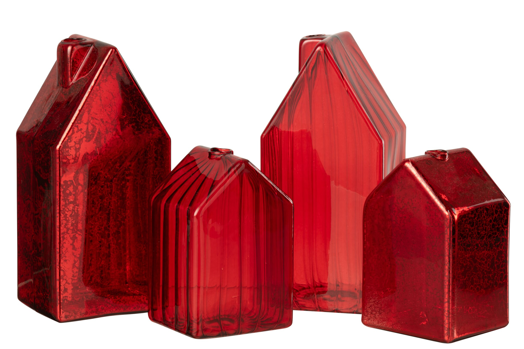 Kerstdorp Jeirren Glas Rood - Set van 2