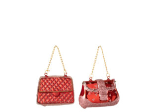 Decoratiehanger Mennond Glas Rood - Set van 2